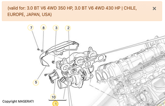 Maserati Turbocharger Rebuild Service – Part No. 837668 (Right-Hand Side)
