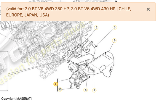 Maserati Turbocharger Rebuild Service – Part No. 837670 (Left-Hand Side)